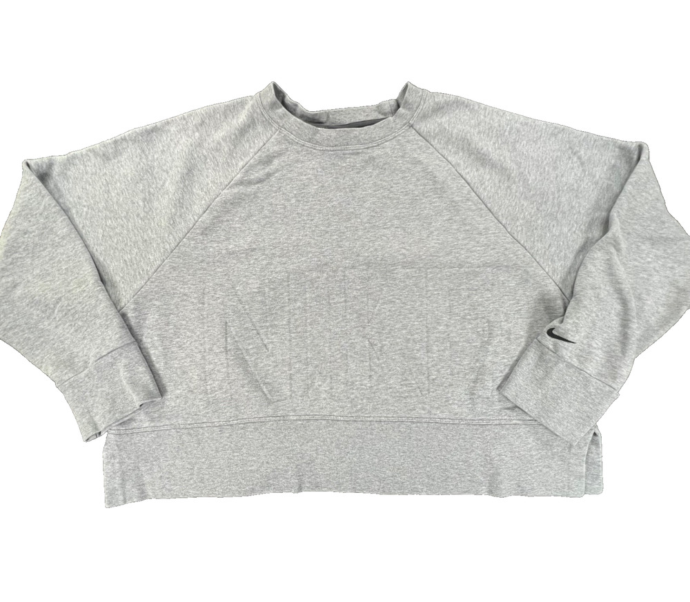 Nike Dri-Fit - Grey Versa Embossed Logo Cropped Crewneck Sweatshirt (Women's L)